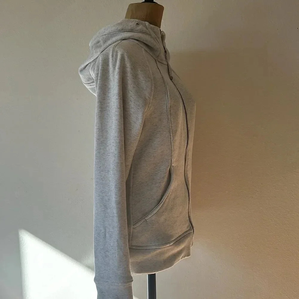 Lululemon sz 6 Scuba Hoodie Plush Heathered White / White great pre owned cond - Picture 9 of 14